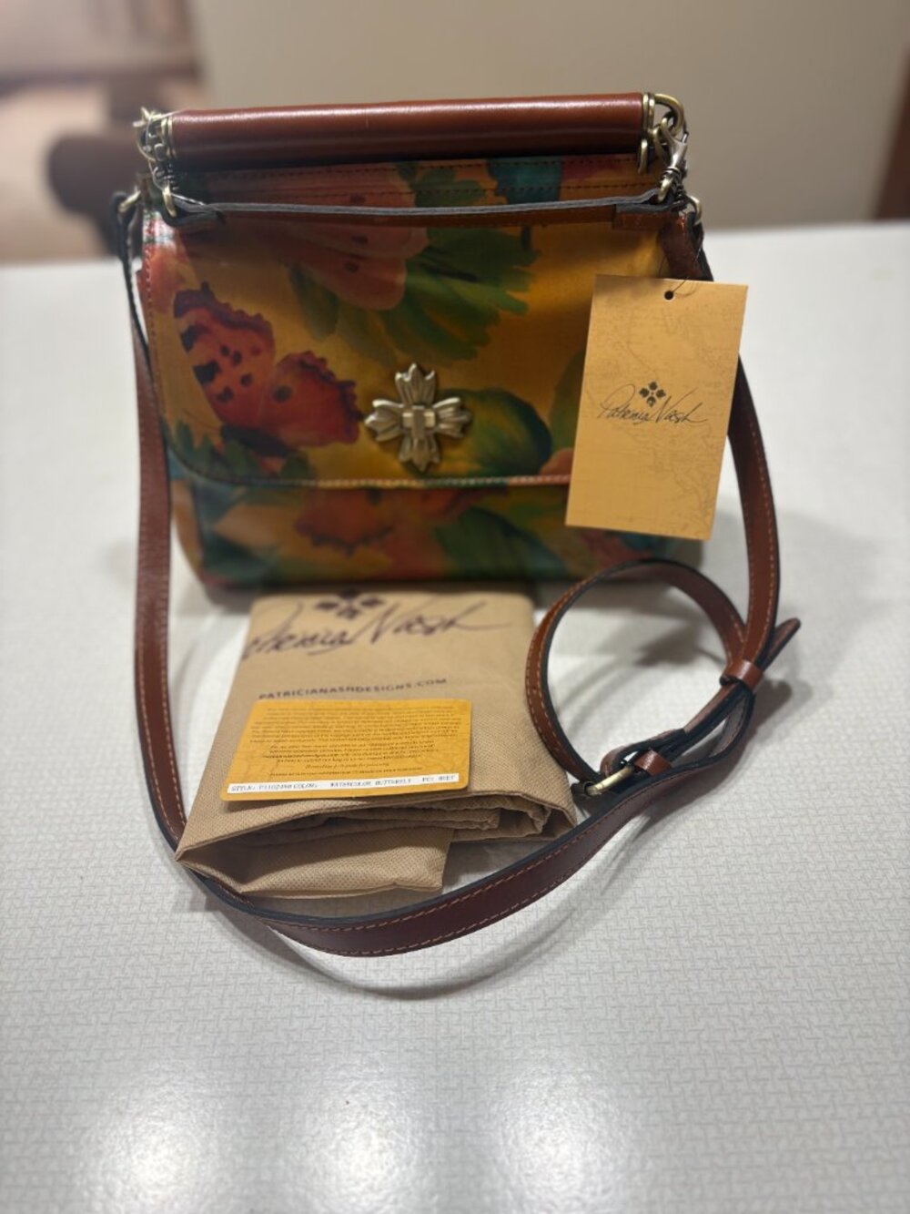 NWT Patricia Nash Watercolor Butterfly's Leather Cecille Satchel/Crossbody